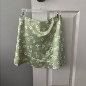 Princess Polly green floral mini skirt